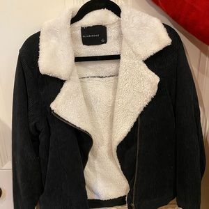 Black corduroy jacket with faux fur